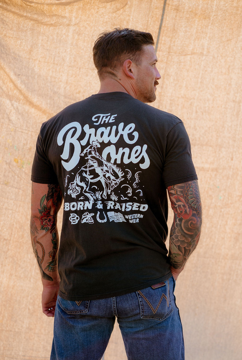 Born A Cowboy T-Shirt | Vintage Black
