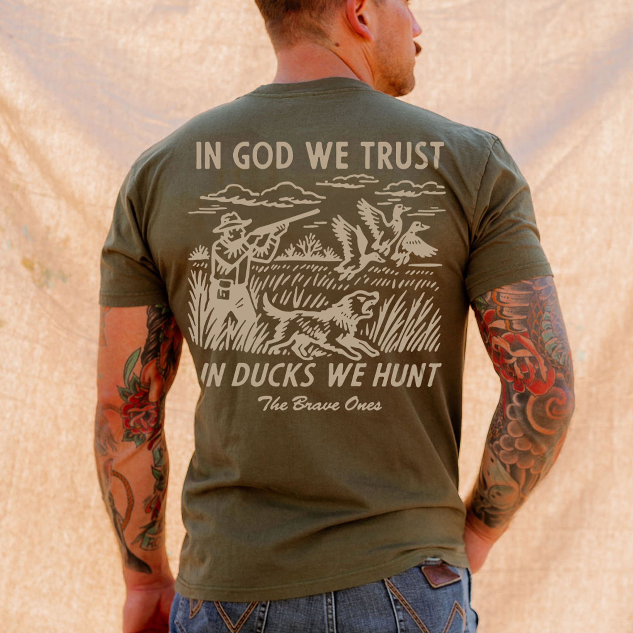 In Ducks We Trust T-Shirt- Military Green