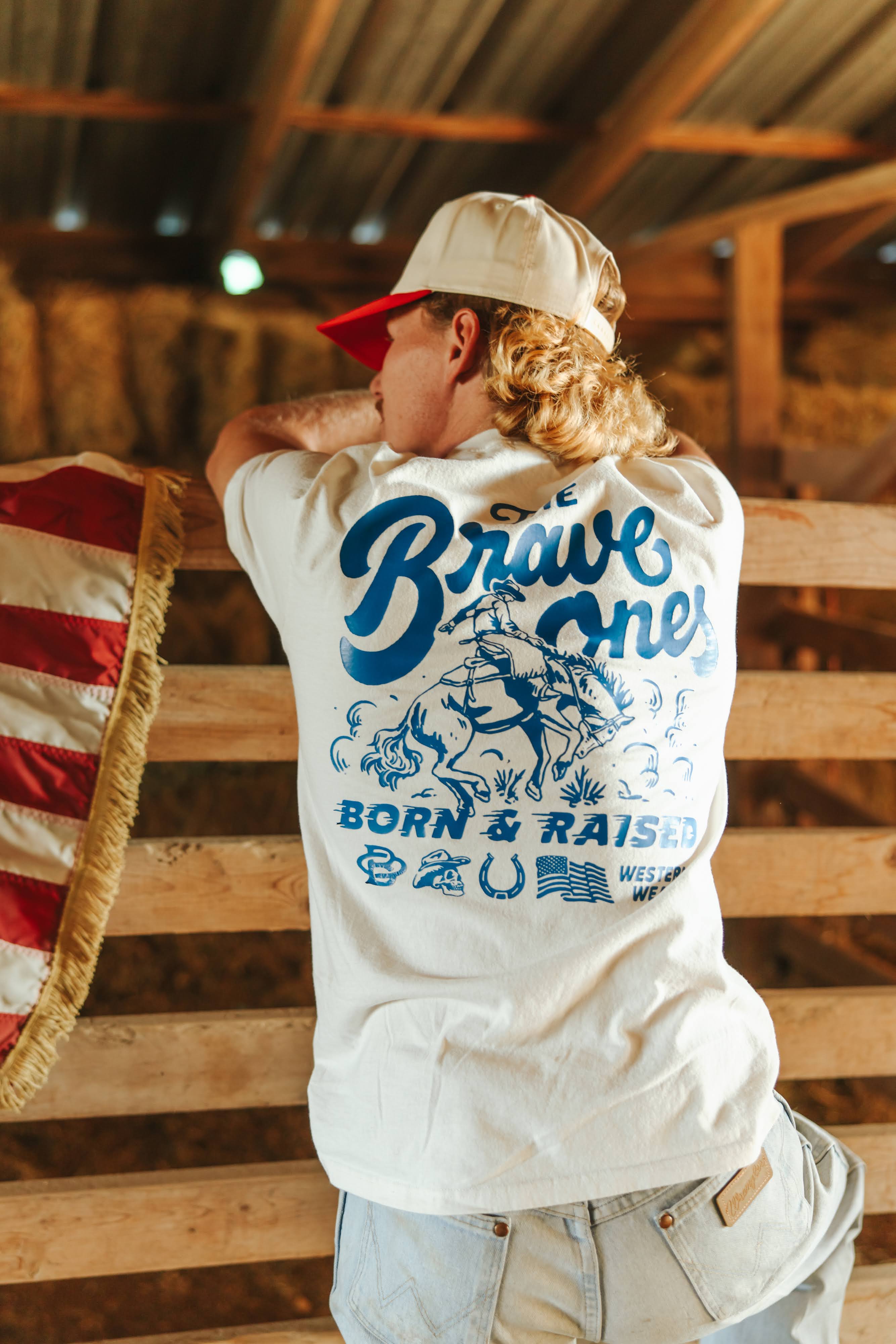 Born A Cowboy T-shirt - Vintage White