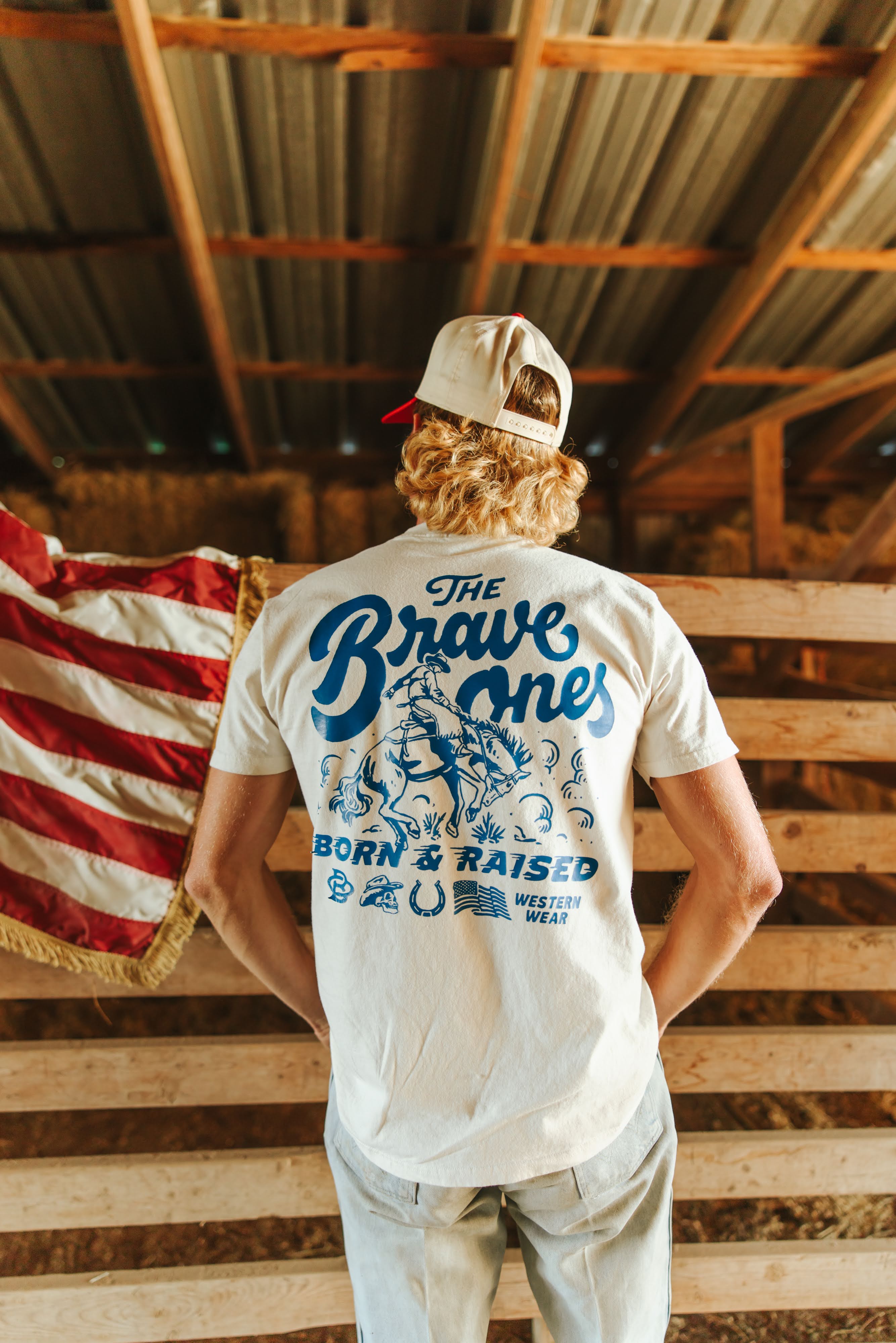 Born A Cowboy T-shirt - Vintage White