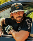 Liberty or Death Black Camo Trucker Hat by The Brave Ones – Western outlaw design