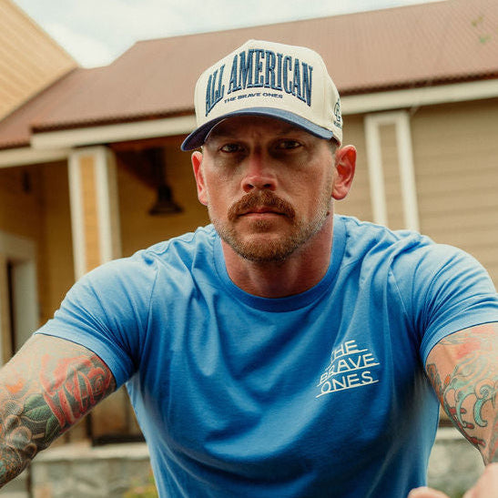 All American Snapback Hat in Navy and Cream by The Brave Ones