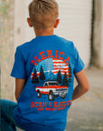 Kids Born & Raised T-Shirt by The Brave Ones – Patriotic vintage truck and flag graphic tee