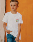 USA-made patriotic tee for kids with Proud to Be an American lettering