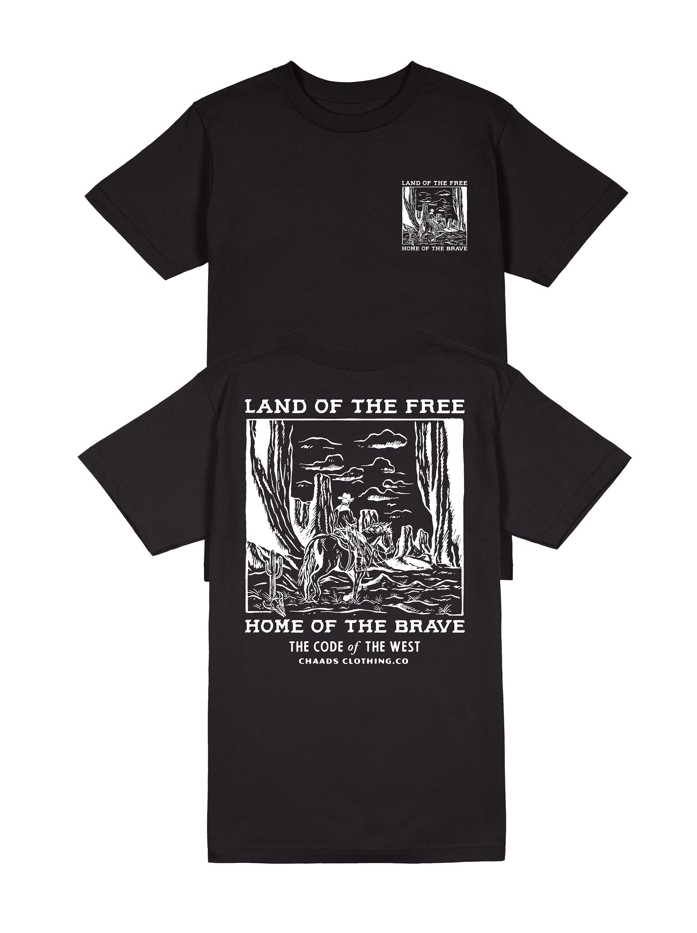 The Brave Ones black Western tee with Code of the West statement