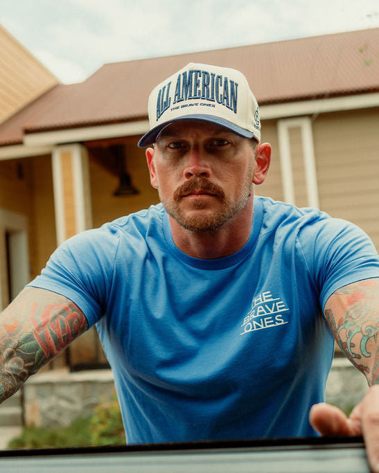 All American Snapback Hat in Navy and Cream by The Brave Ones