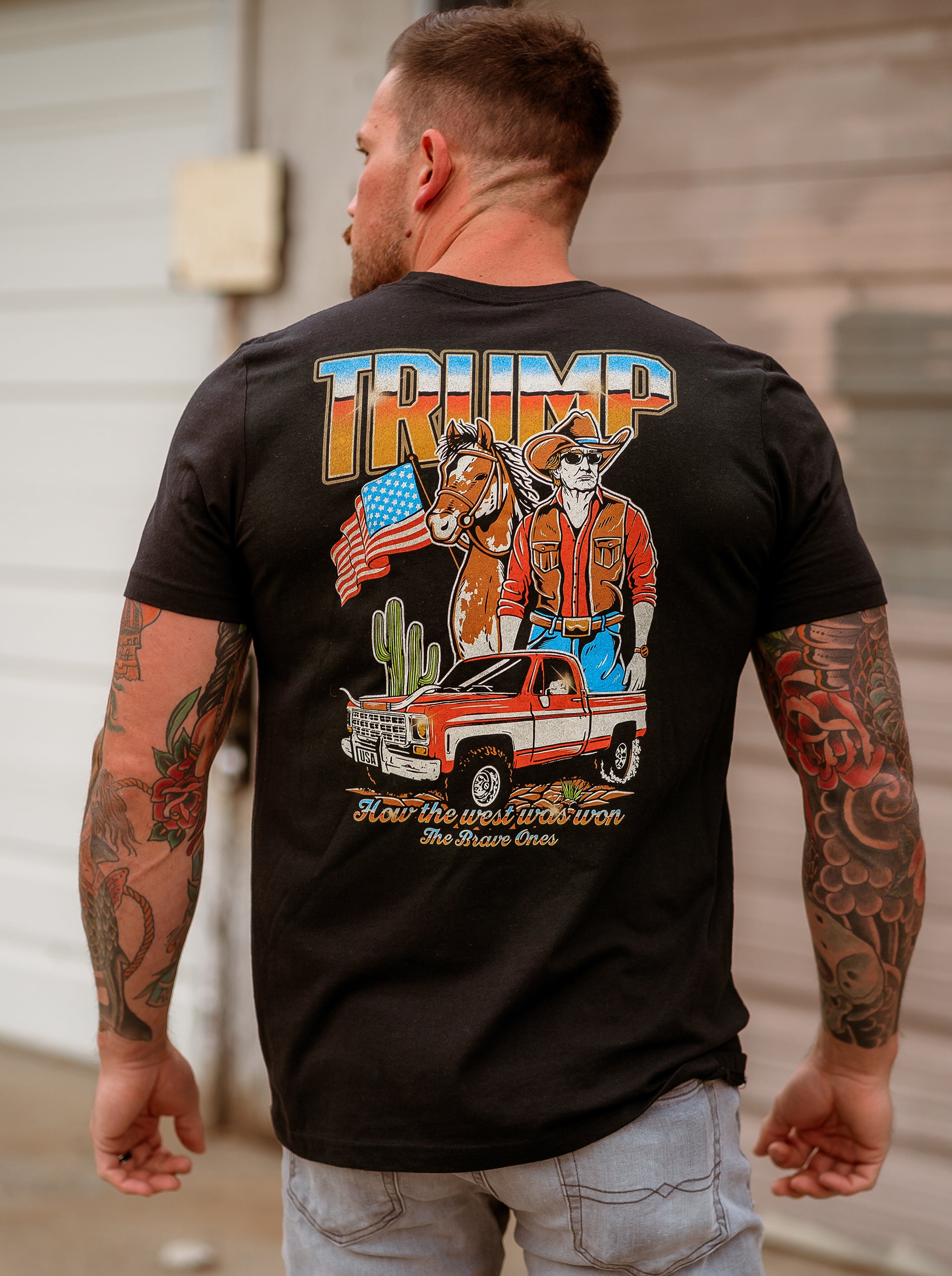 How the West Was Won 2024 T-Shirt by The Brave Ones – Trump 2024 cowboy-themed graphic tee